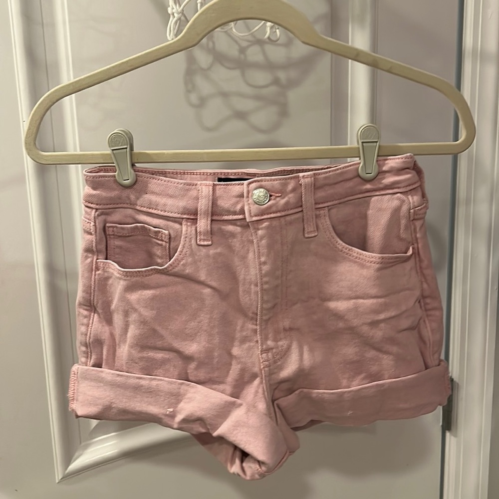 HOLLISTER Pink Denim Ultra High Rise Mom Shorts